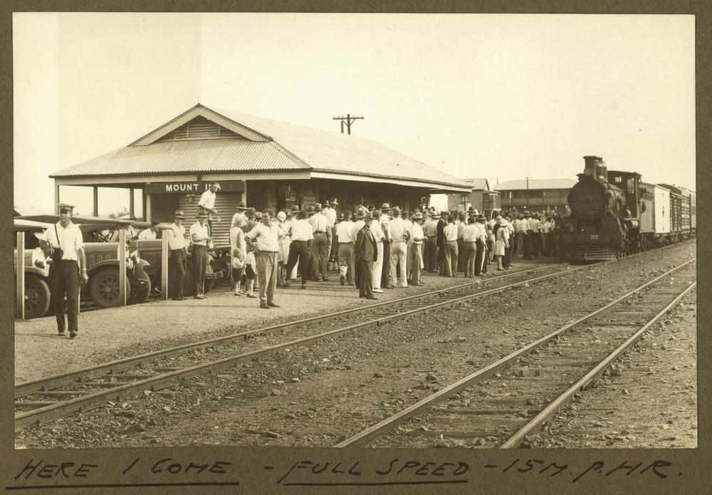 Waiting for the train at Mount Isa Station, 1931.