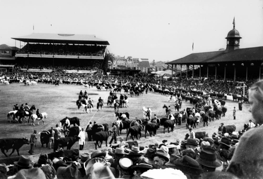 Grand Parade in the main arena of the Exhibition Ground, Brisbane 1948. John Oxley Library, State Library of Queensland. Neg 74938