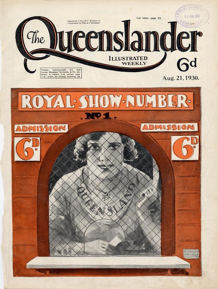 Illustrated front cover from The Queenslander, August 21 1930. John Oxley Library, State Library of Queensland. Image 702692-19300821-s001b