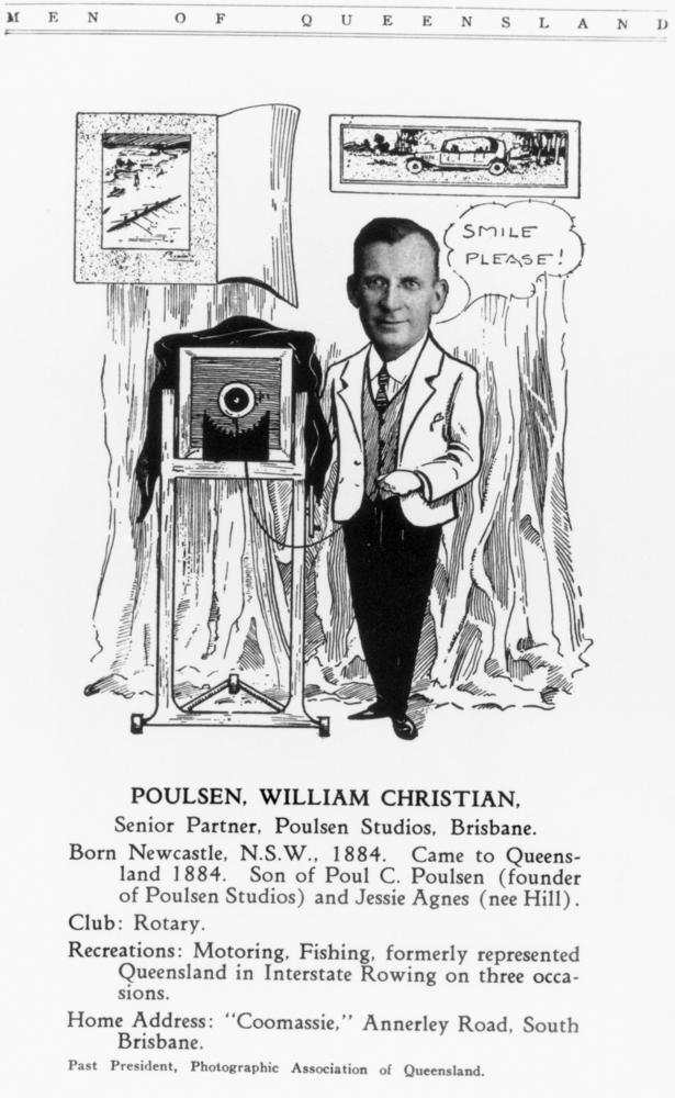Cartoon drawing of a photographer, William Poulsen