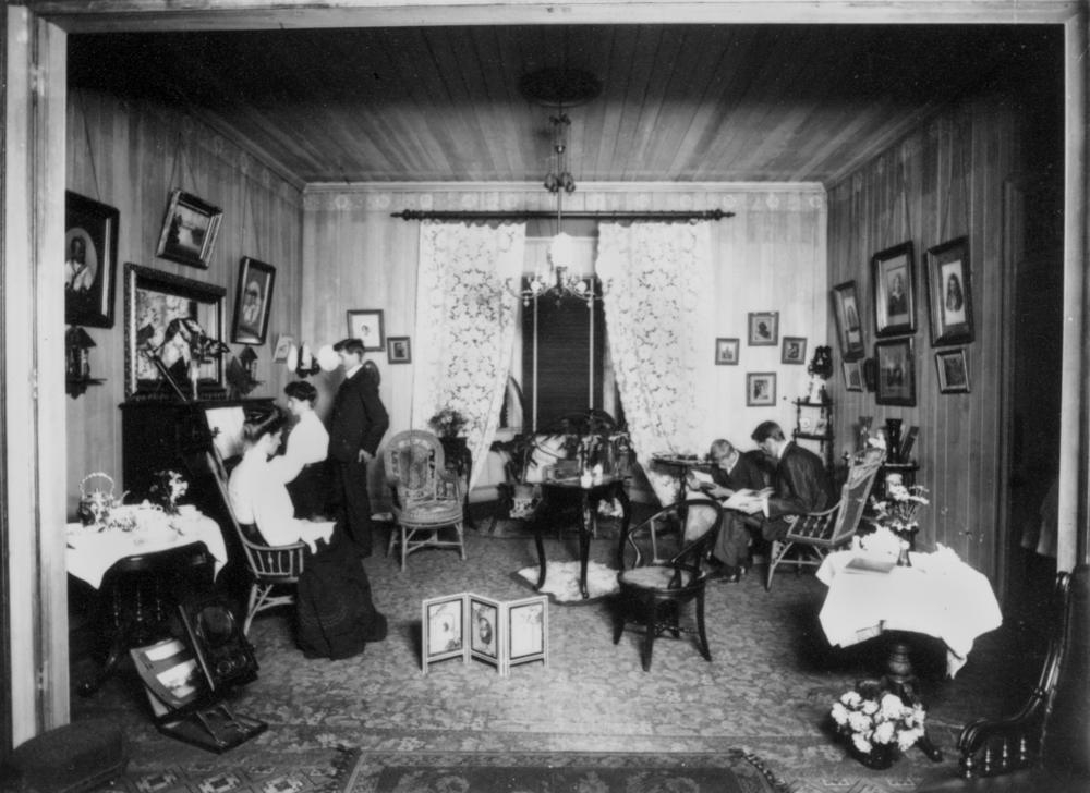 a early 1900s living room belonging to the Poulsen family 
