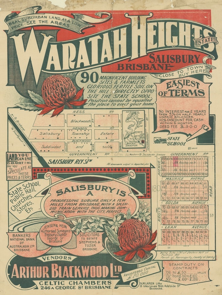 Waratah Heights Estate, Salisbury, 1924 (Map of the Week) State
