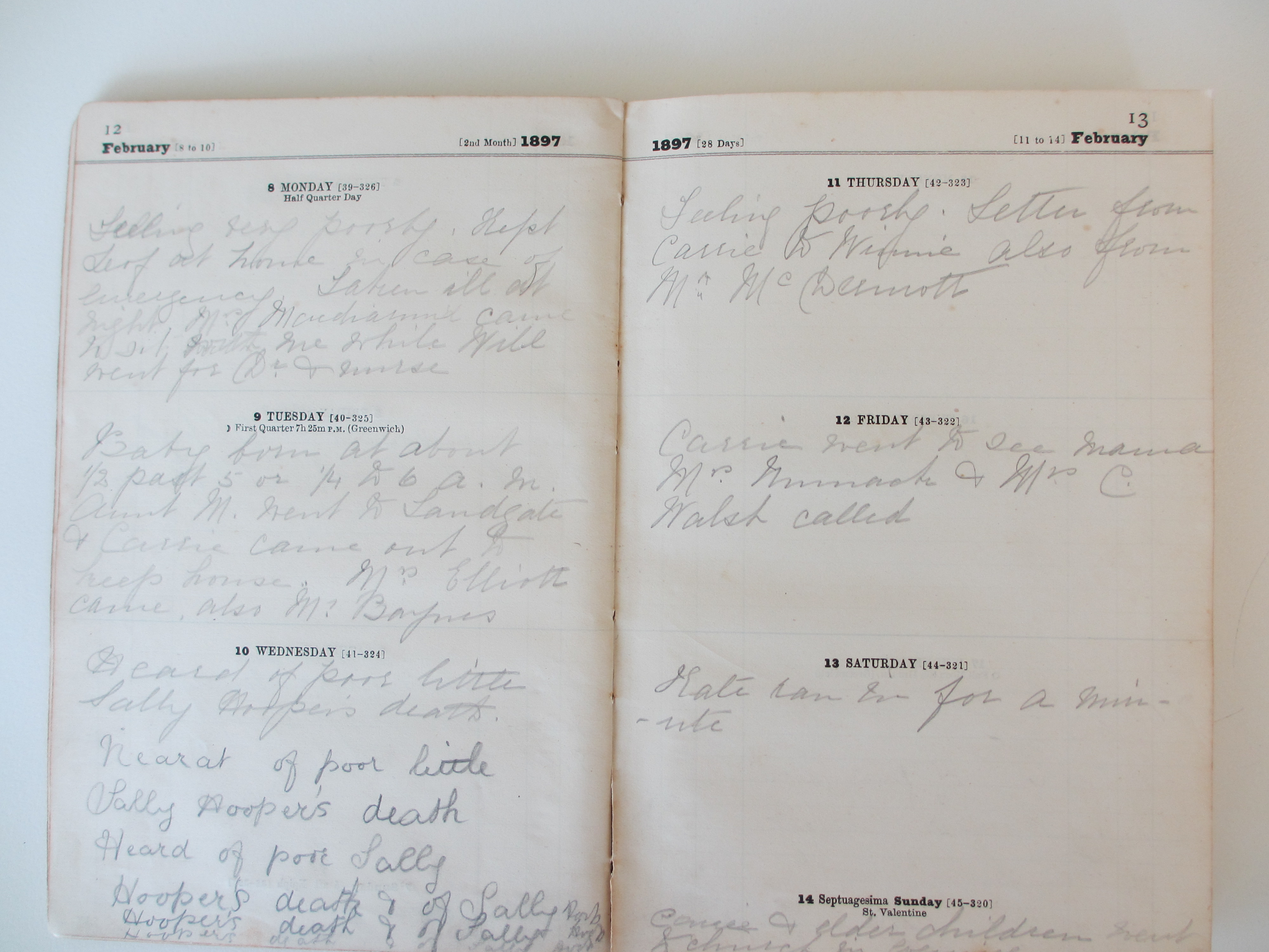 Pages from the diary of Catherine Kingsford Smith, February 1897