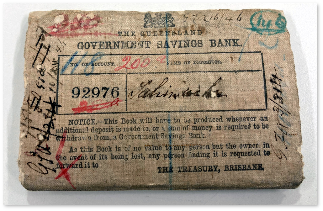 Savings bank passbook, Takin-we-her, 1883-1920