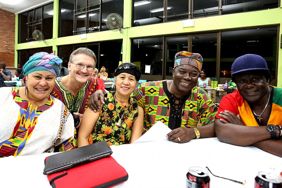 Big Mama, Martin Grigg, Elena Longland, Joe Tee and Joe Okello enjoying the Africa Day celebrations