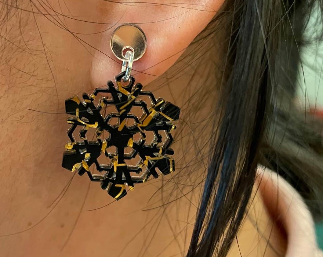 black snowflake earring
