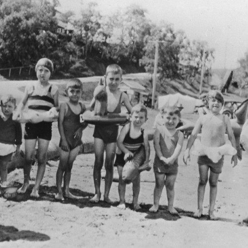 Greek children in swimming costumes at Wellington Point, Brisbane 14 January 1914. 
