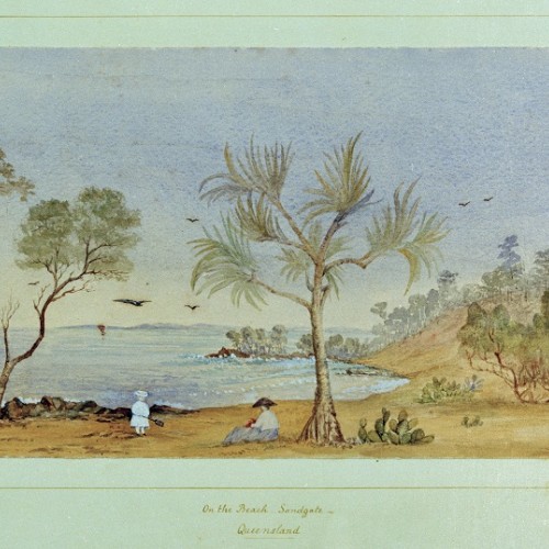 On the Beach, Sandgate, Queensland : an image of a watercolour painting