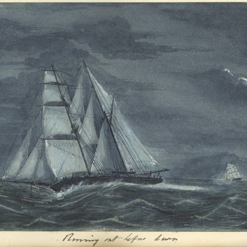 Running out before dawn, watercolour by Charles Collinson Rawson