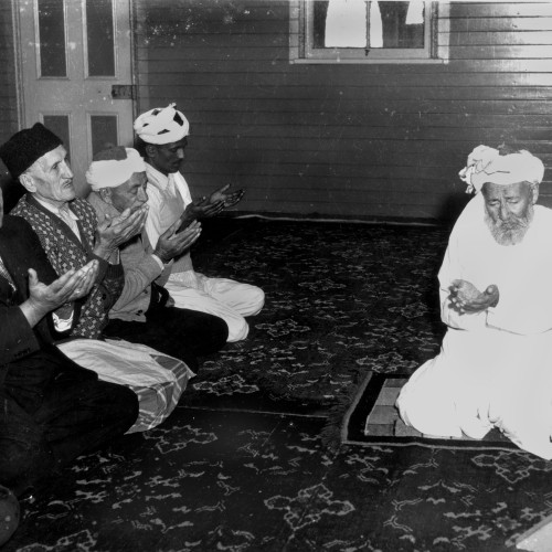Moslems at prayer, Brisbane, ca. 1952