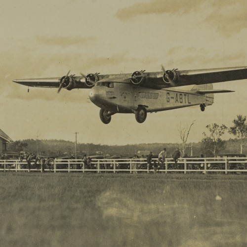 British Imperial Airways plane Astraea coming in to land at Archerfield air field