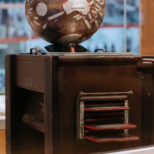 Frank Tunley's Braille Globe on stand