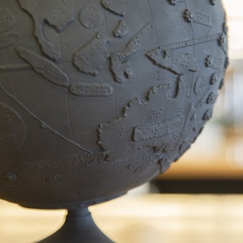 Close up photograph of the 3D Globe. 
