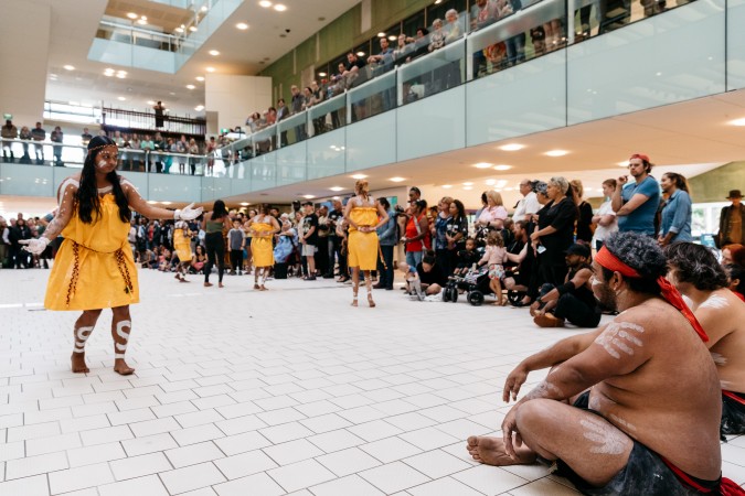 Bwgcolman and Nunukul Yuggera Dancers at launch 