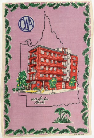 Colourful tea towel of Qld Country Women’s Association