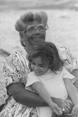 Faye Warcon with her granddaughter at Cawarral, Queensland, 2000.