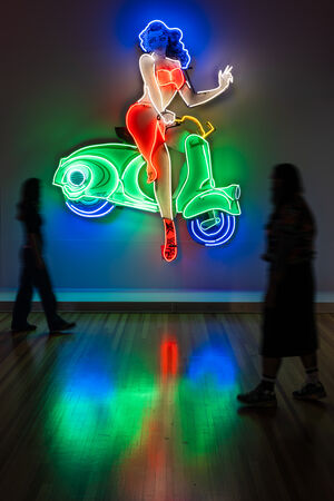 Girl on bike neon sign