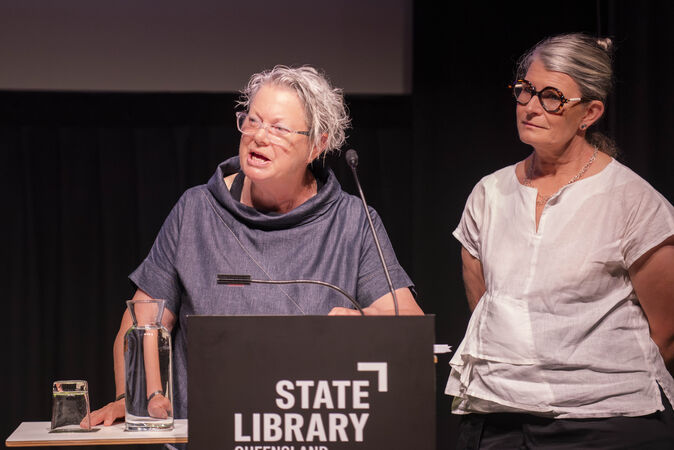 Dr Marion Stell and Professor Celmara Pocock presenting at Research Reveals