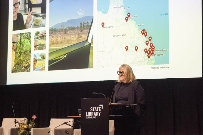 Dr Kate Kirby presenting at Research Reveals