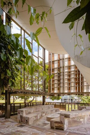 The kuril dhagun Talking Circle featuring a climbing vine.