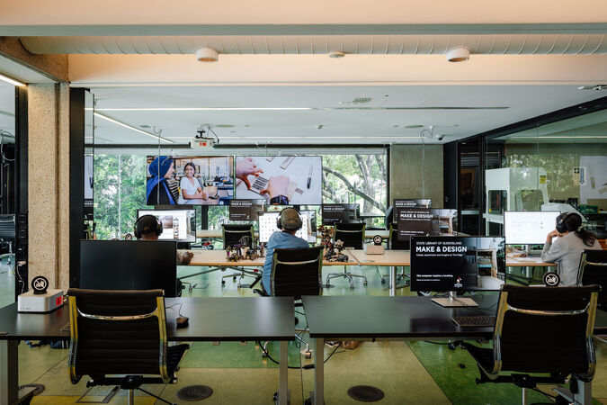People working in a computer lab