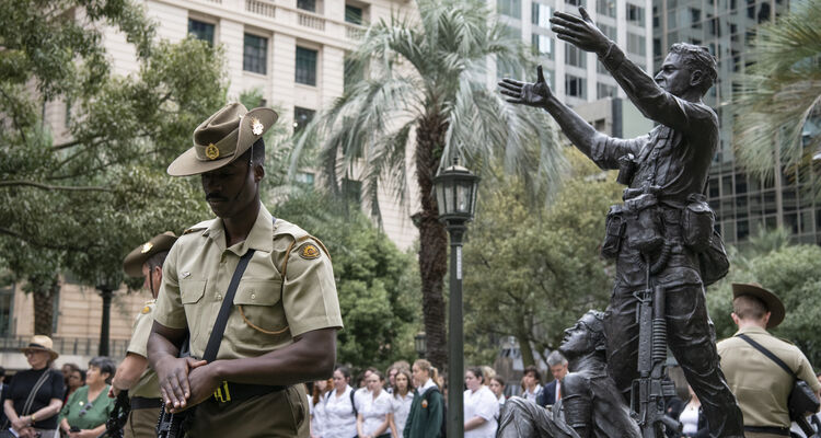 Catafalque party, Vietnam Veterans Day commemoration service at Anzac Square, Brisbane, 18 August 2023