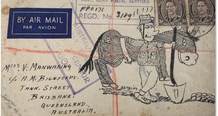 Illustrated envelope, by Jim Manwaring