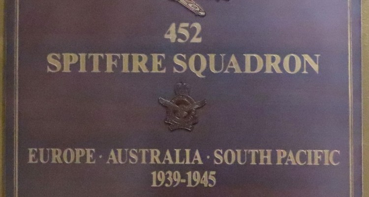 Plaque commemorating 452 Spitfire Squadron