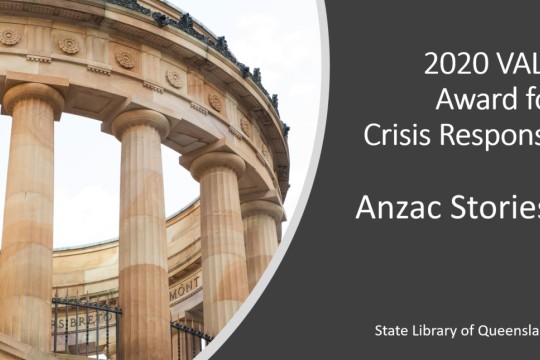 202 VALA Award for Crisis Response Anzac Stories presentation