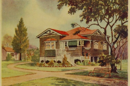 Colour image of Design No. 13 from "99 everyday homes for Queenslanders" 1939