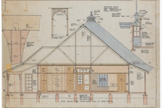 Architectural drawing for proposed house near Charleville for D.E. Francis prepared by Hall & Dods, 1908.