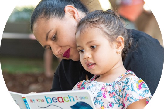 Mother and child reading