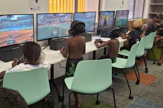 eSports players at Goobalathaldin (Mornington Island) IKC