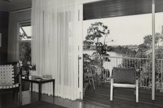 Photograph of interior of architect Edwin Hayes' home at St Lucia, n.d.