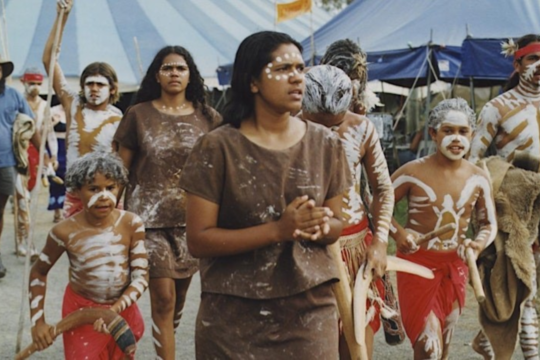 Jagera Jargum dances at the Woodford Folk Festival, Queensland, 1997