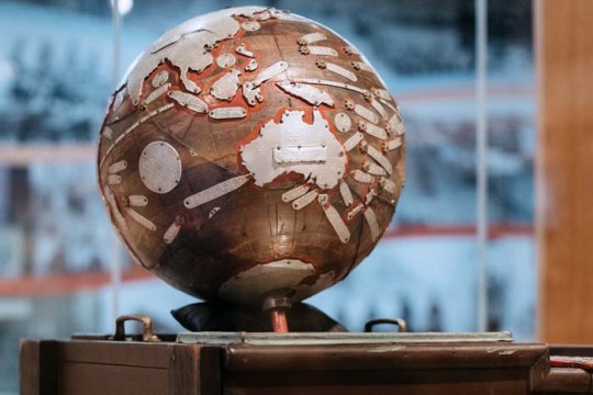 Frank Tunley's Braille Globe on stand