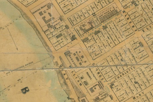Brisbane map - details of V1-FL425131 Ham's map of the city of Brisbane, Queensland 1863