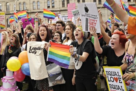 Demonstrators at the 2011 National Day of Action for Marriage Equality Rally in Brisbane