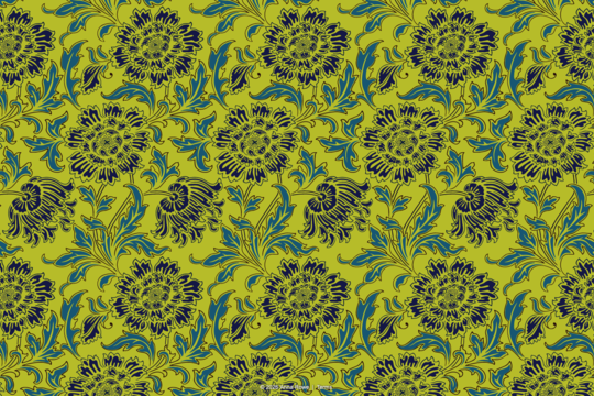 Coloured floral wallpaper
