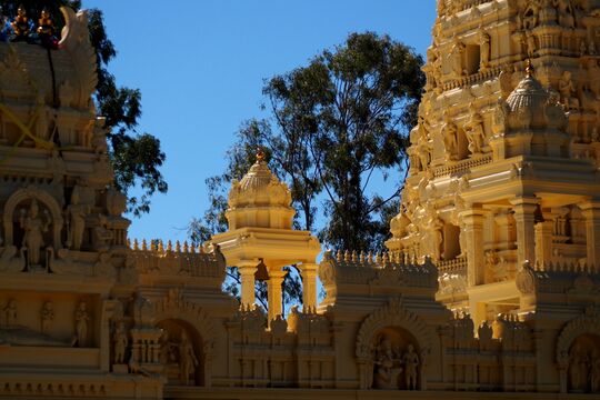 The distinctive architecture of the Sri Selva Vinayakar Koyil (Ganesh temple) at South Maclean on the Logan River.