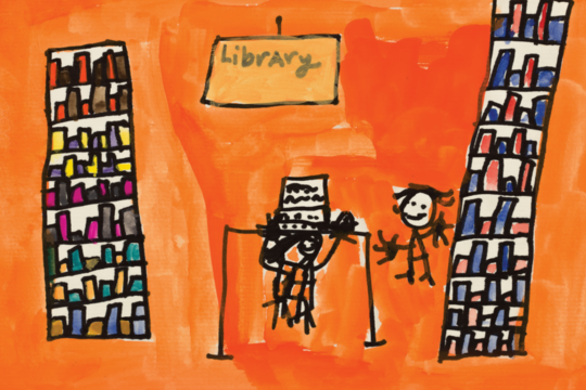 Some children are at the computer and some are reading by Jada McAvoy