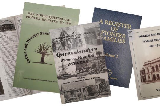 Five Pioneer Registers from State Library’s collection.