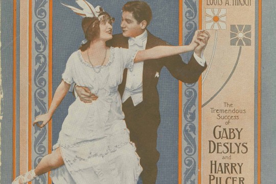 Front cover with woman and man dancing for the music score The Gaby Glide (1912)