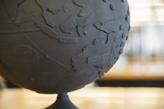 Close up photograph of the 3D Globe. 