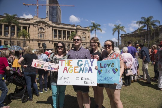  Brisbane Marriage Equality Rally protesters in Queens Gardens, Brisbane, Queensland, 10 September 2017