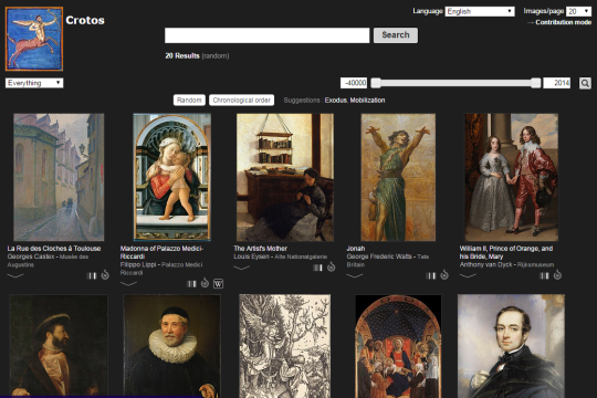 Screenshot of Crotos - a search and display engine for visual artworks powered by Wikidata  and Wikimedia Commons, http://www.zone47.com/crotos/