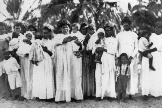 Young Aboriginal women with their babies and small children, Mapoon