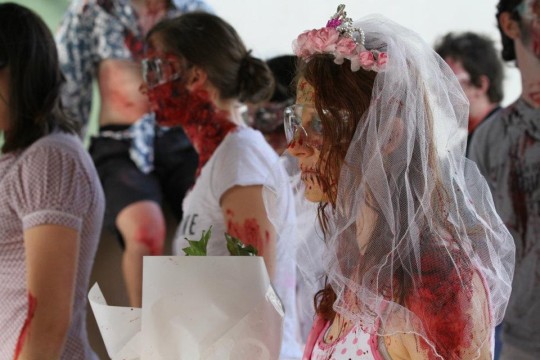 Zombie in wedding dress