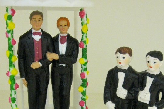 Groom and groom cake toppers from the Equal Love collection