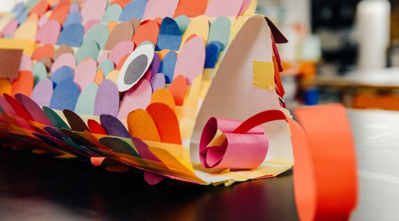 Colourful paper sculpture of a Koi Fish